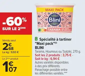 Carrefour Blini spécialité à tartiner "maxi pack" offre