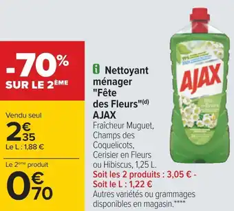 Carrefour Ajax nettoyant ménager "fête des fleurs" offre