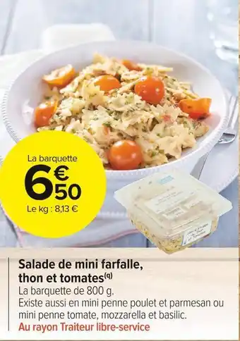 Carrefour Market Salade de mini farfalle, thon et tomates offre
