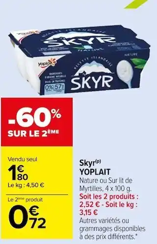 Carrefour Market Yoplait skyr offre