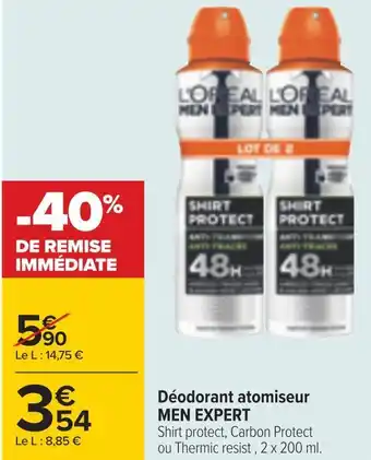 Carrefour Men expert déodorant atomiseur offre
