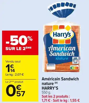 Carrefour Market Harry’s américain sandwich nature offre