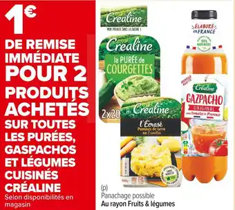 Créaline bon plan sur toutes les purées, gaspachos et légumes cuisinés créaline