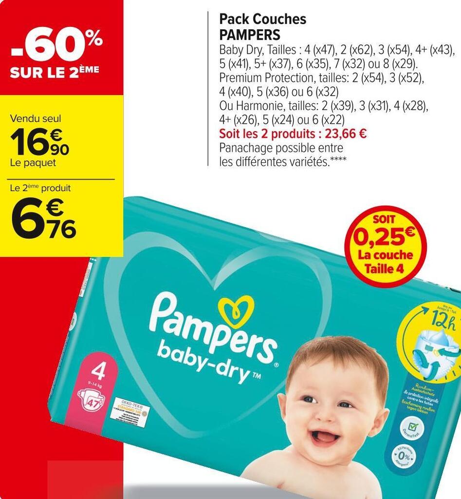 Promo Pampers pack couches chez Carrefour Market