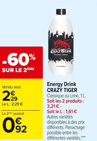 Carrefour Market Crazy tiger energy drink offre