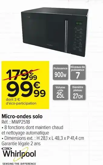 Whirlpool micro-ondes solo