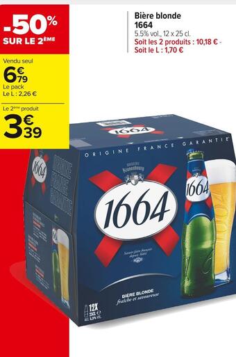 Carrefour Market 1664 bière blonde offre
