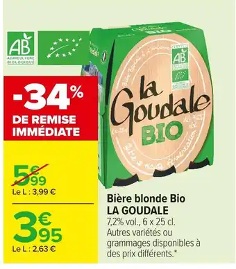 Carrefour Market La goudale bière blonde bio offre