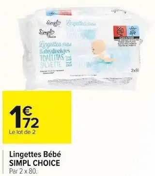 Carrefour Market Simpl choice lingettes bébé offre
