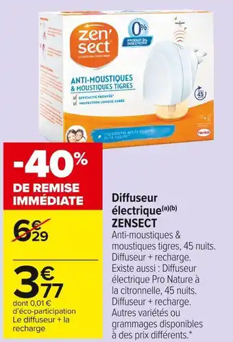Carrefour Market Zensect diffuseur électrique offre