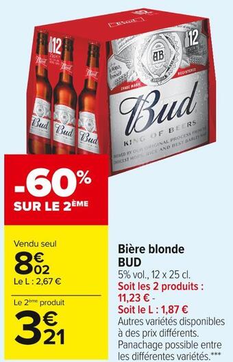 Carrefour Market Bud bière blonde offre