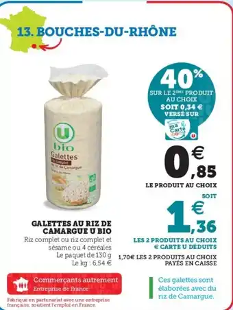 Super U Galettes au riz de camargue U Bio offre