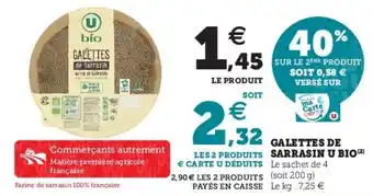 Super U Galettes de sarrasin U Bio offre