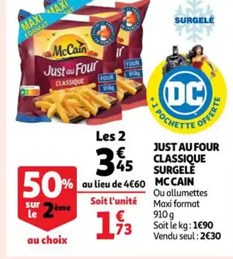 Auchan Mc Cain Just Au Four Classique Surgelé offre