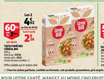 Auchan Céréal Bio Tofu Fumé Bio offre