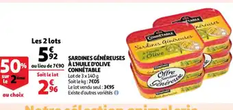 Auchan Connétable Sardines Généreuses à l'Huile d'Olive offre