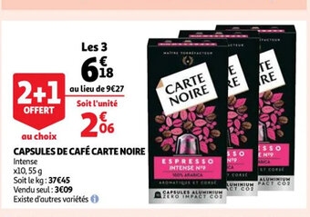 Auchan Carte noire Capsules de café offre