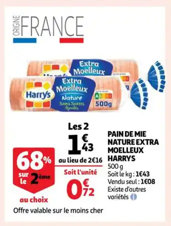 Auchan Pain De Mie Nature Extra Moelleux Harry's offre