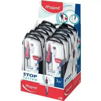 Maped coffret compas 3 pièces stop system : 1 compas, 1 bague, 1 étui-mines