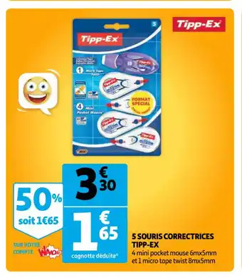 Auchan Tipp-Ex 5 Souris Correctrices offre