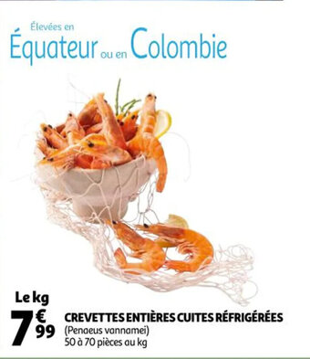 Auchan Crevettes Entières Cuites Réfrigérées offre