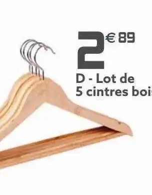 Gifi Lot de 5 cintres bois offre