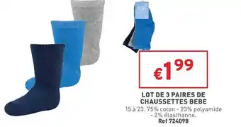 Trafic 3 paires de chaussettes bébé offre