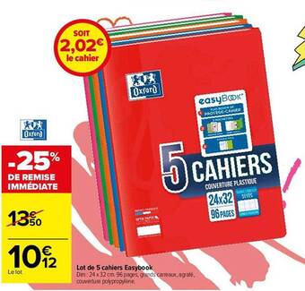 Carrefour Lot de 5 cahiers easybook offre