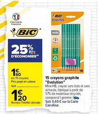 Carrefour 15 crayons graphite offre