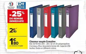 Carrefour Classeur souple crossline oxford offre