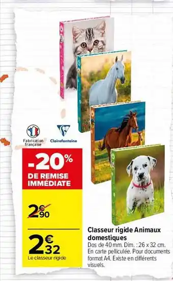 Carrefour Classeur rigide animaux domestiques offre