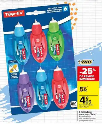 Carrefour 6 mini rubans correcteur offre