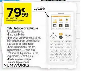 Carrefour Calculatrice graphique numworks offre