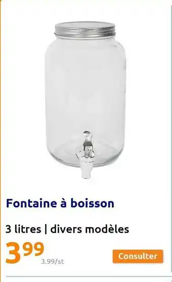 Action Fontaine à boisson offre