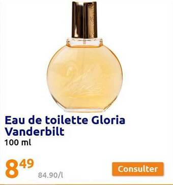 Action Eau de toilette gloria vanderbilt offre