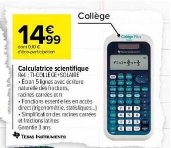 Carrefour Calculatrice scientifique offre