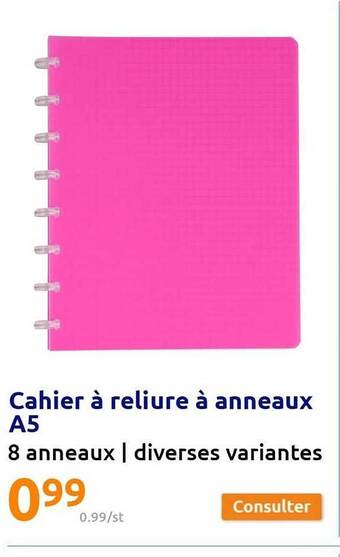 Action Cahier à reliure à anneaux a5 offre