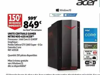 Auchan Unité centrale gamer nitro n50-620 acer offre