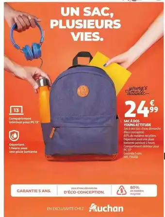 Auchan Sac à dos young attitude offre