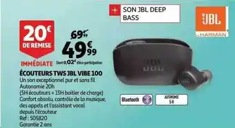 Auchan Écouteurs tws jbl vibe 100 jbl offre
