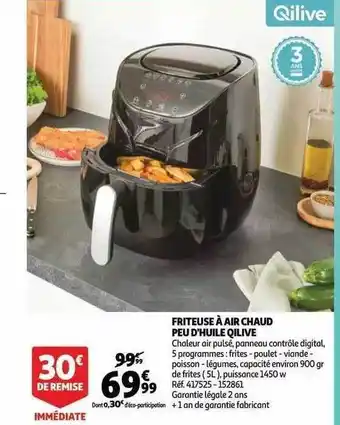 Auchan Friteuse à air chaud peu d'huile qilive offre
