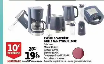 Auchan Exemple cafetière, grille pain et boulloire offre