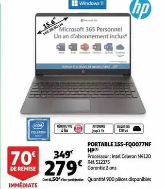 Auchan Portable 15s-fq0077nf hp offre