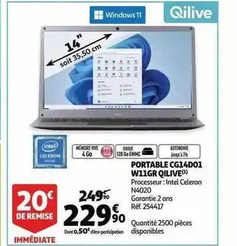 Auchan Portable cg14d01 w11gr qilive offre