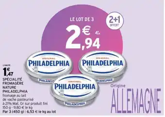 Intermarché PHILADELPHIA spécialité fromagère nature offre