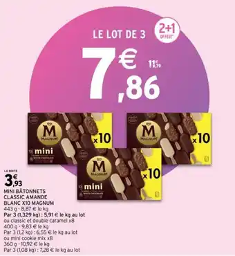 Intermarché MAGNUM mini bâtonnets classic amande blanc X10 offre