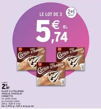 CORNETTO glace à l'italienne vanille chocolat