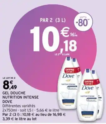Intermarché DOVE gel douche nutrition intense offre