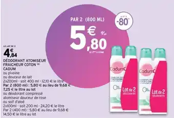 Intermarché CADUM déodorant atomiseur fraicheur coton offre