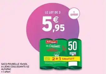 Intermarché ALFAPAC sacs-poubelle 10x50L a liens coulissants X2 offre
